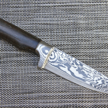 Jagdmesser Damasteel-Mooreiche