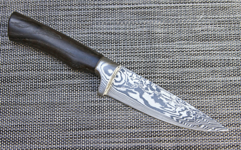 Jagdmesser Damasteel-Mooreiche